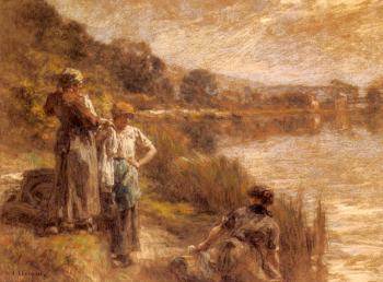 萊昂 奧古斯汀 萊爾米特 Washerwomen by the Banks of the Marne